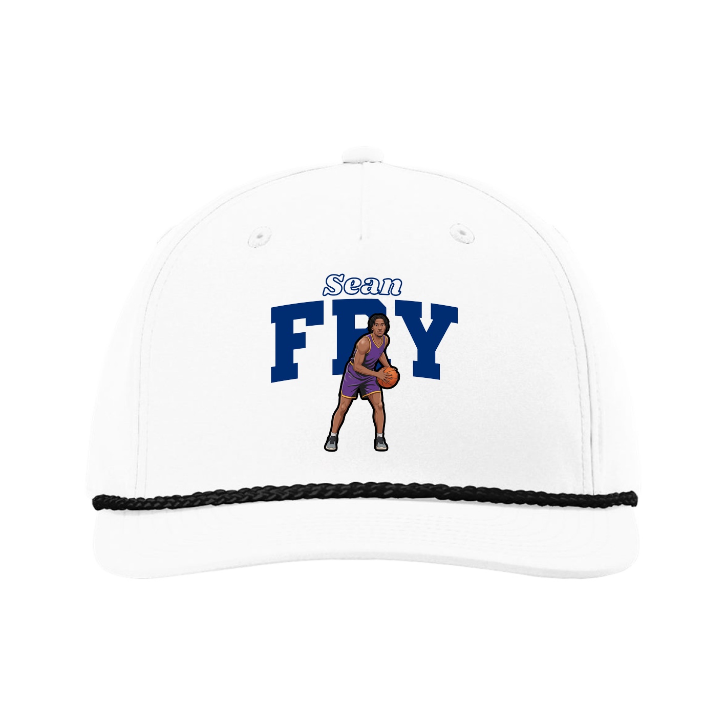 Five-Panel Classic Rope Cap — Name Arch in White