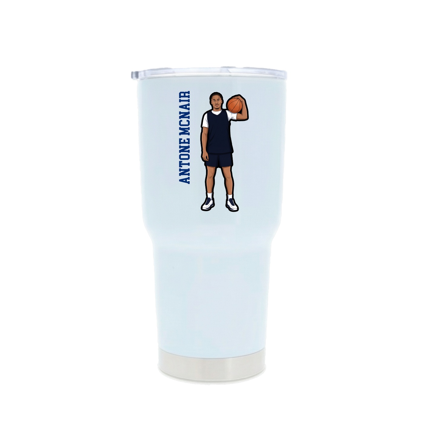 30oz Stainless Steel Tumbler — Name Vertical in White