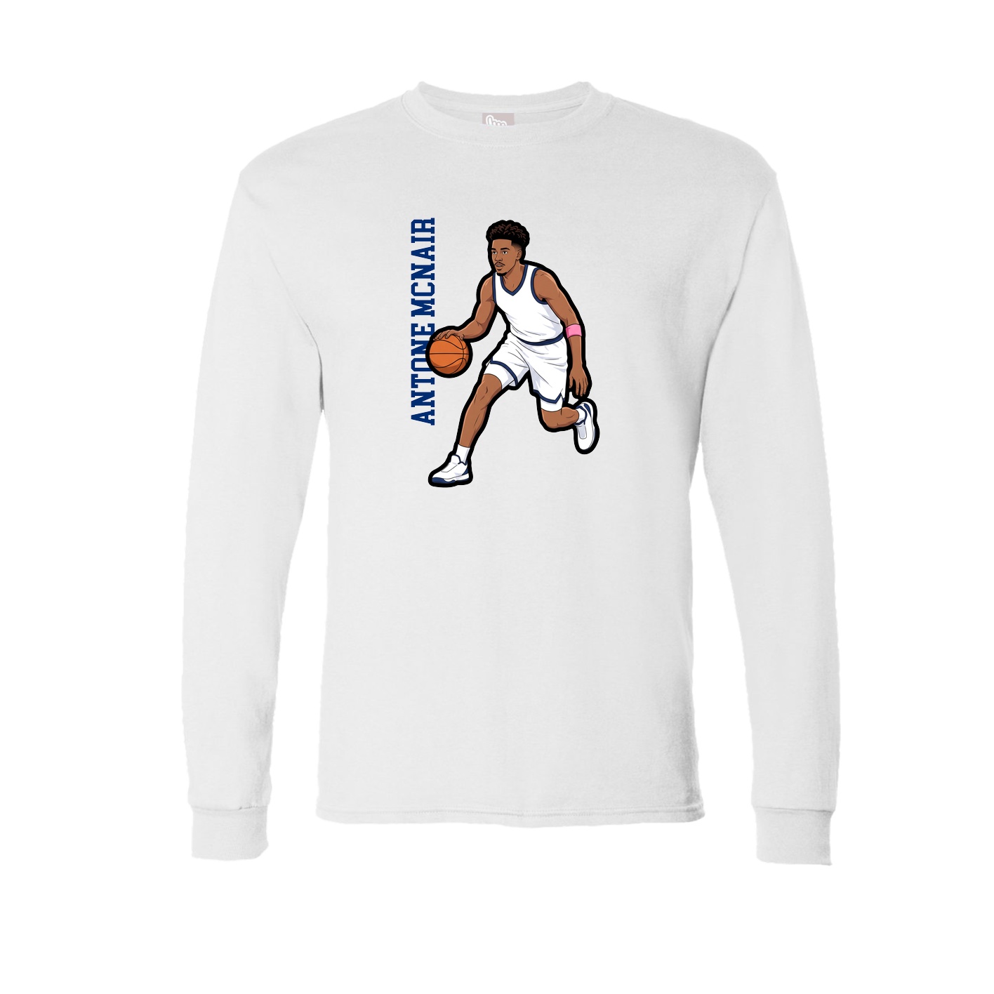 Long Sleeve Tee — Name Vertical in White