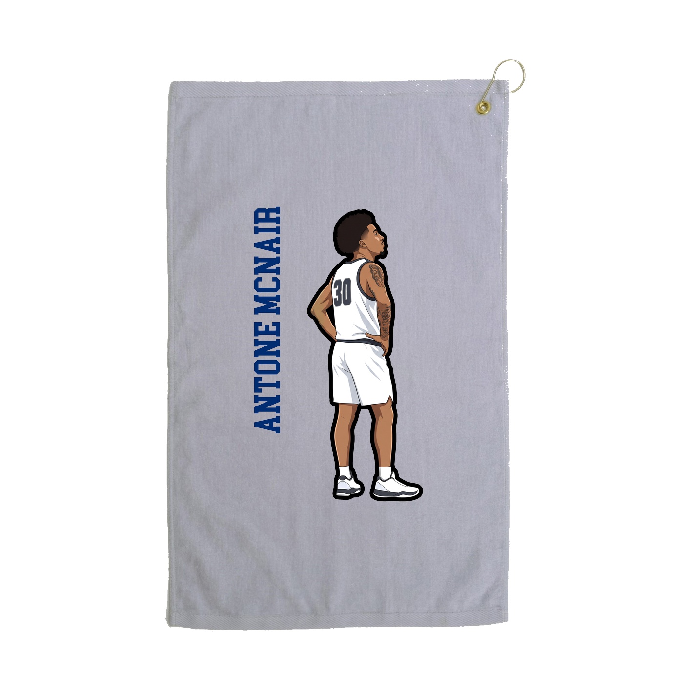 Golf Towel — Name Vertical in Grey