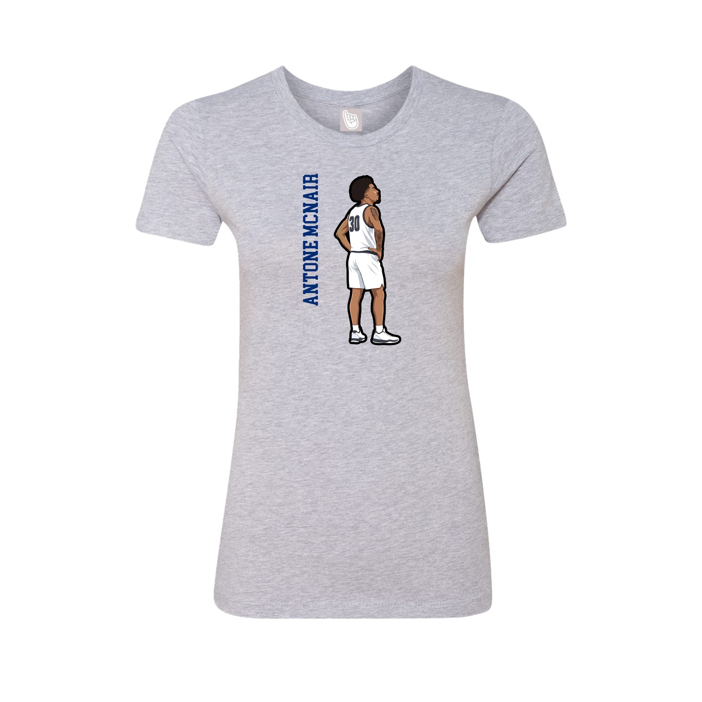 Fitted Women's Tee — Name Vertical in Grey
