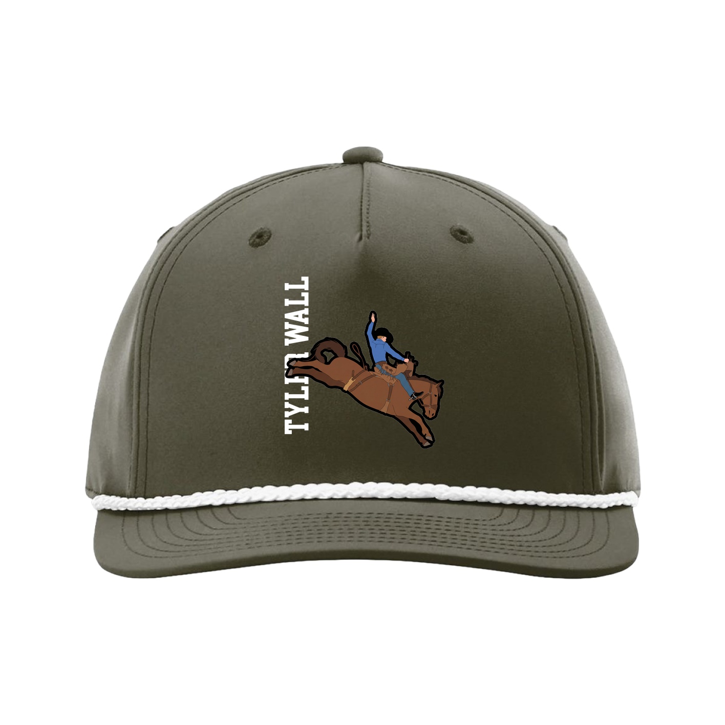 Five-Panel Classic Rope Cap — Name Vertical in Green