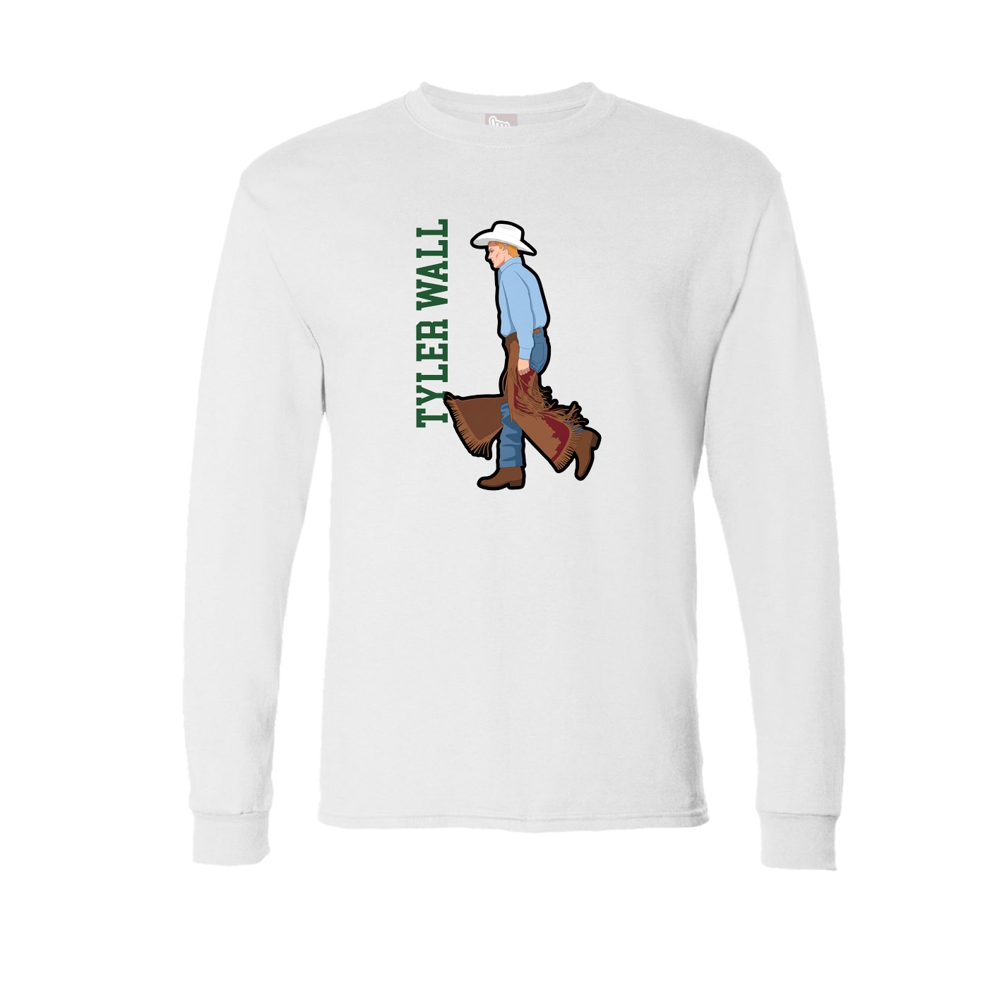 Long Sleeve Tee — Name Vertical in White