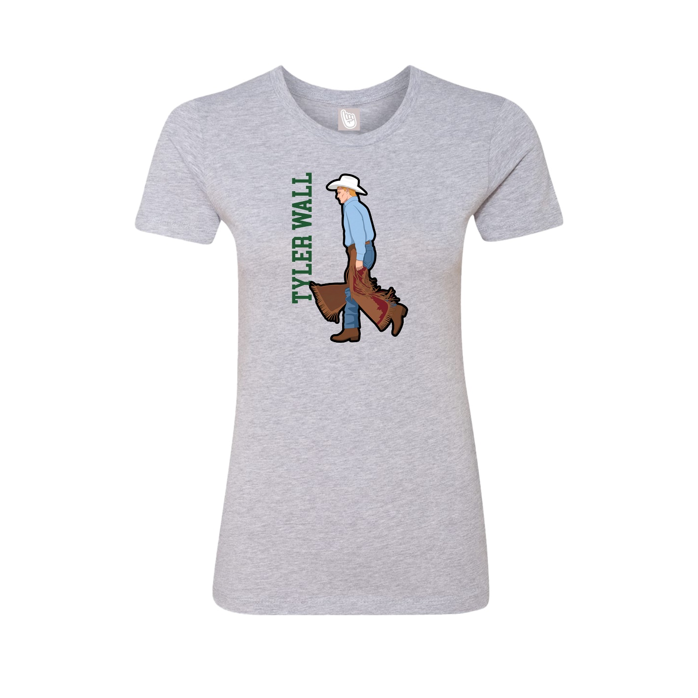 Fitted Women's Tee — Name Vertical in Grey