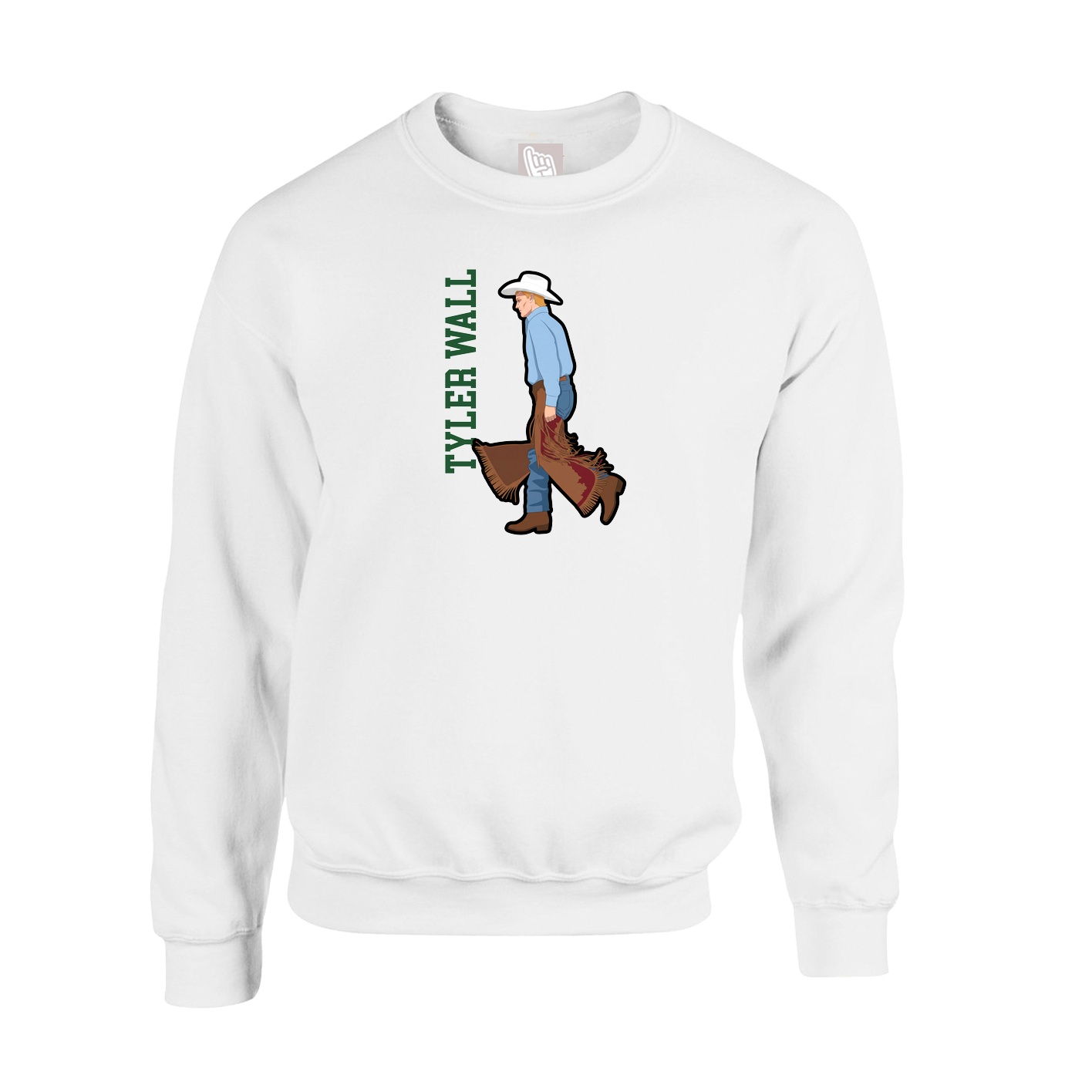 Fleece Crew — Name Vertical in White