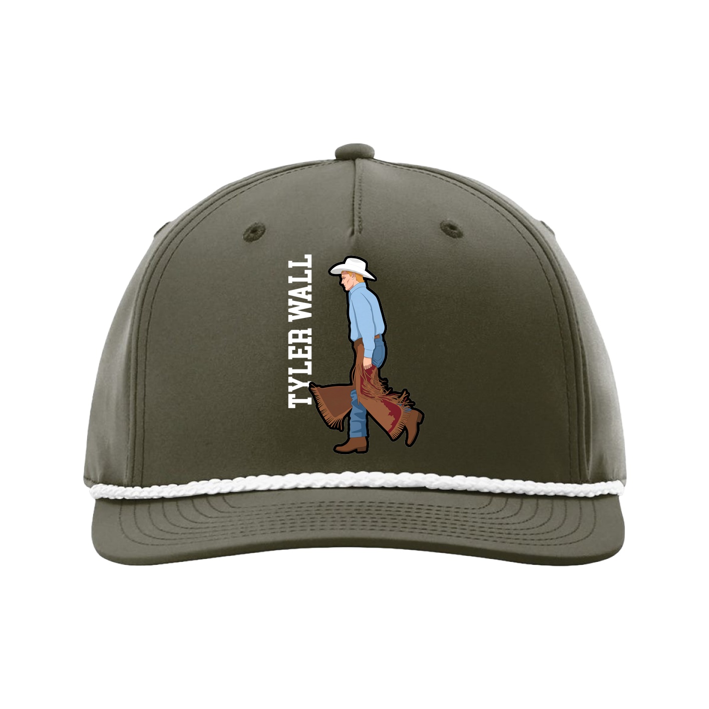 Five-Panel Classic Rope Cap — Name Vertical in Green