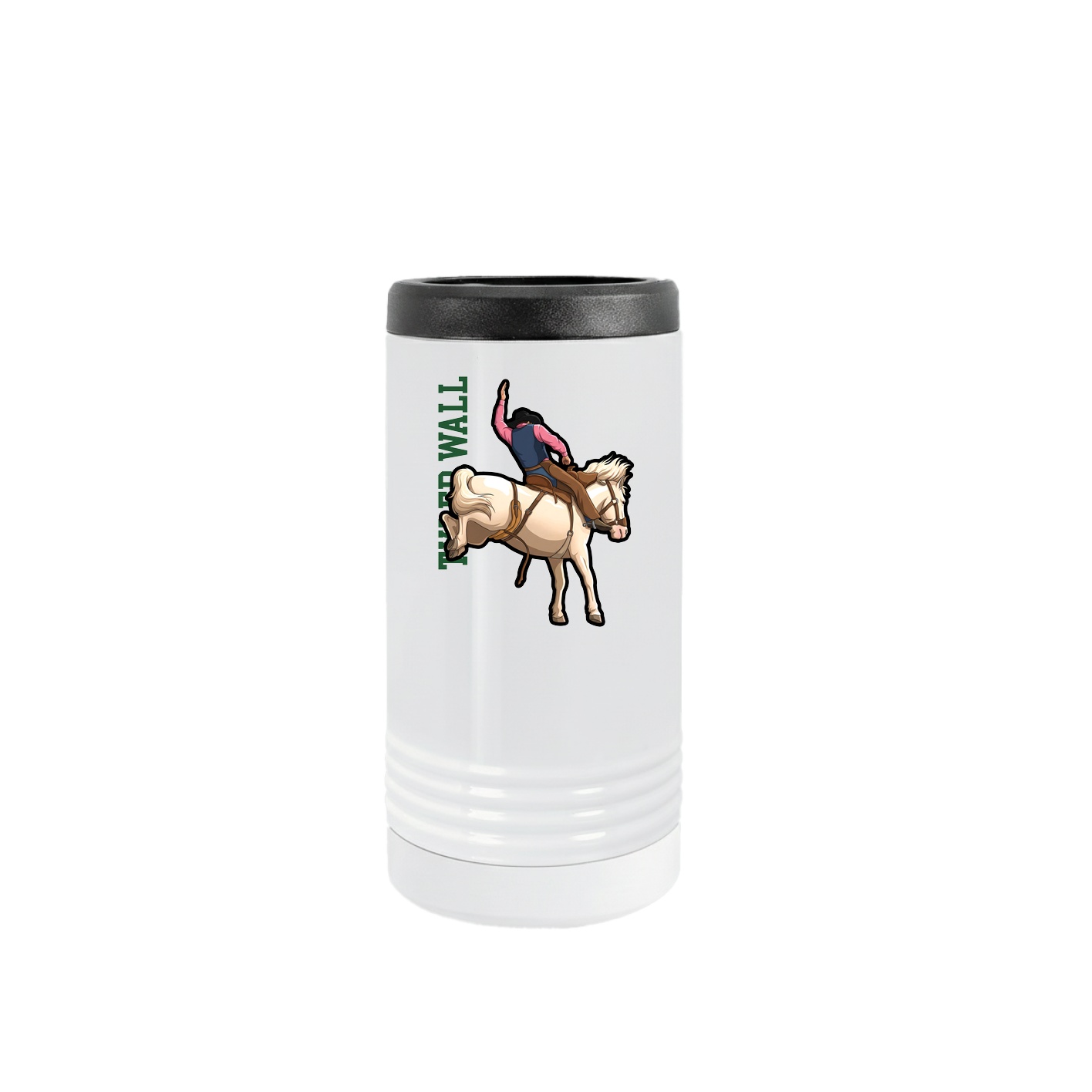 Slim Beverage Holder — Name Vertical in White