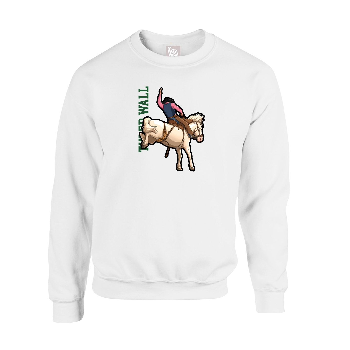 Fleece Crew — Name Vertical in White