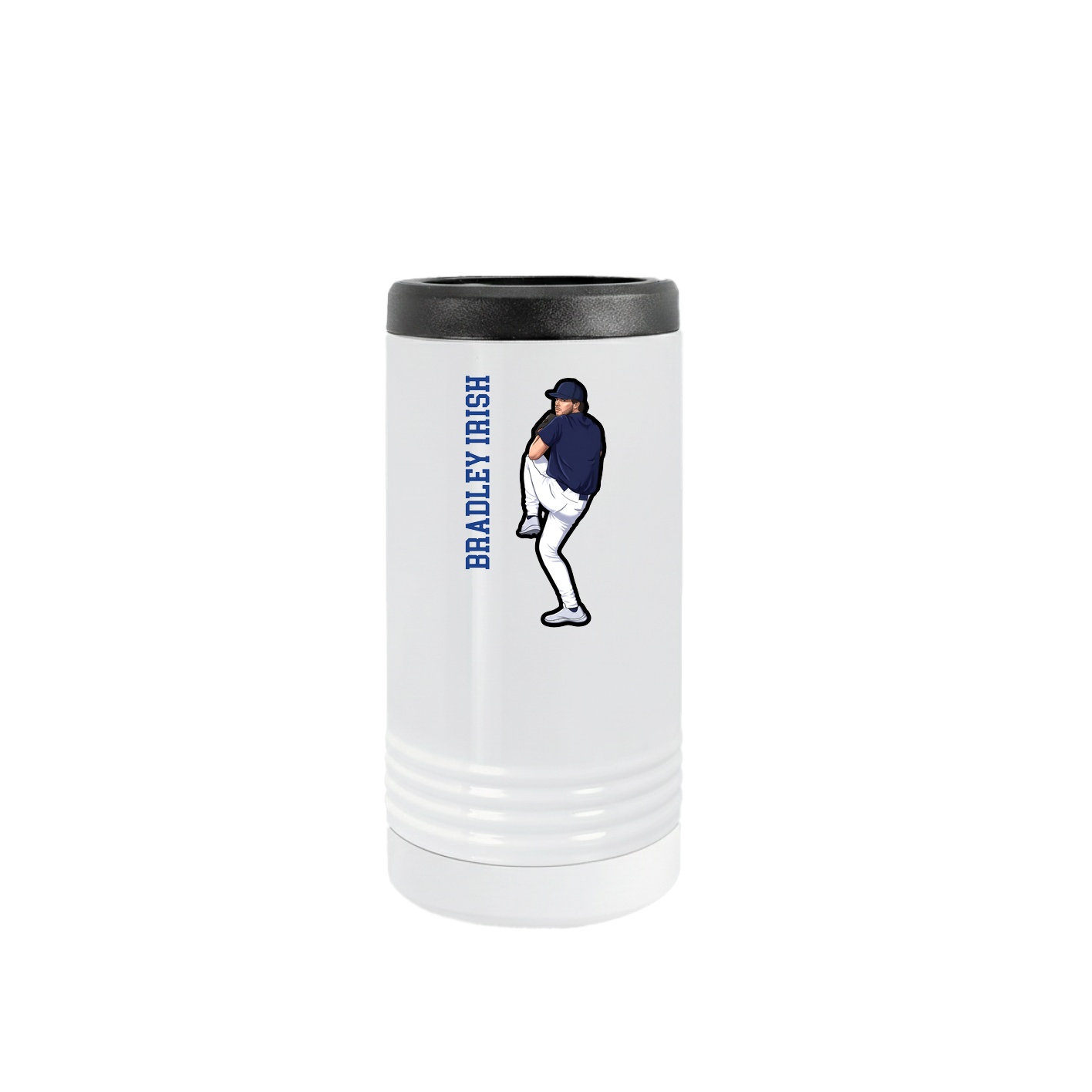 Slim Beverage Holder — Name Vertical in White