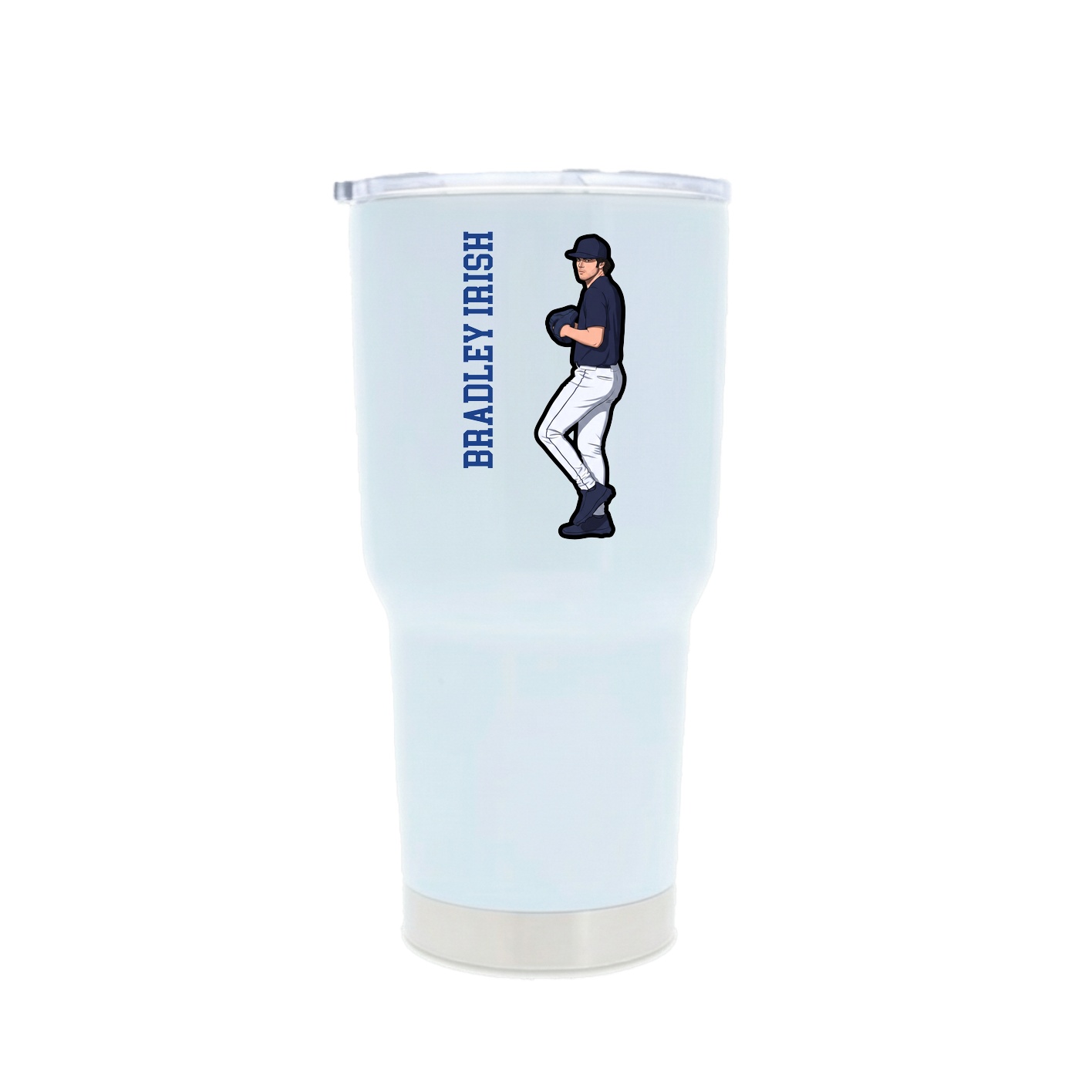 30oz Stainless Steel Tumbler — Name Vertical in White