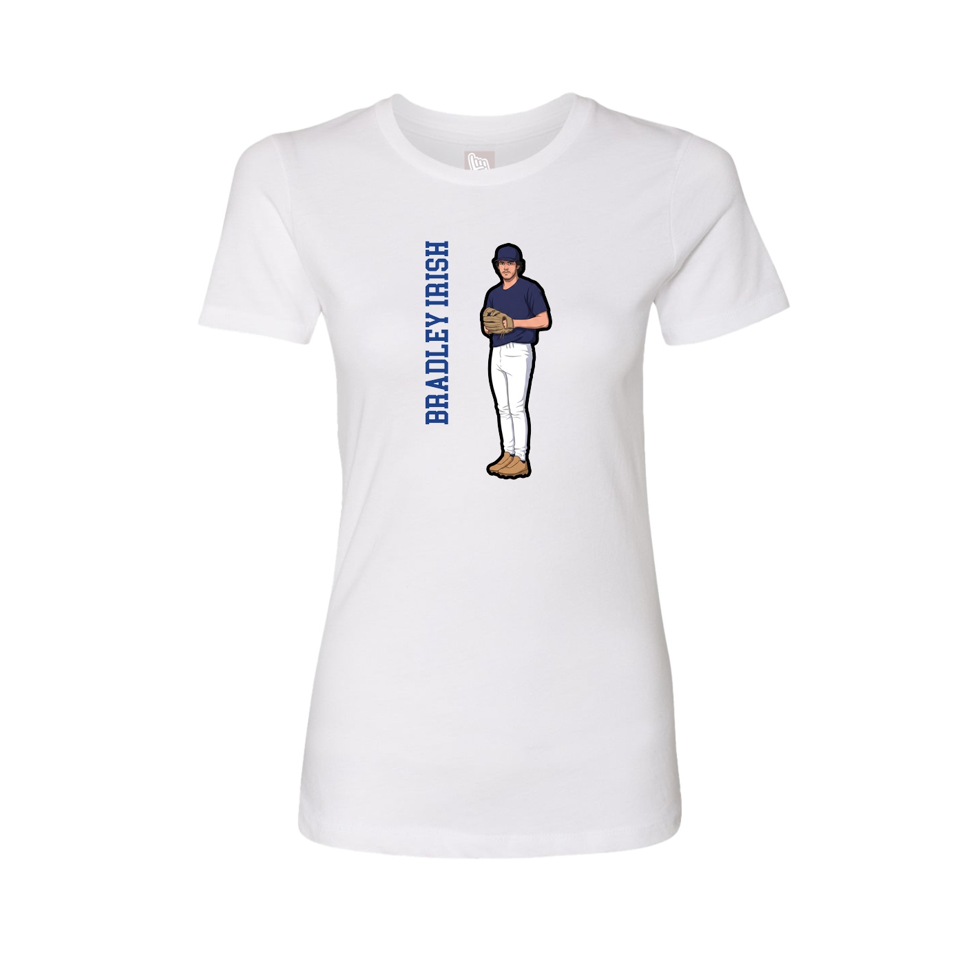 Fitted Women's Tee — Name Vertical in White
