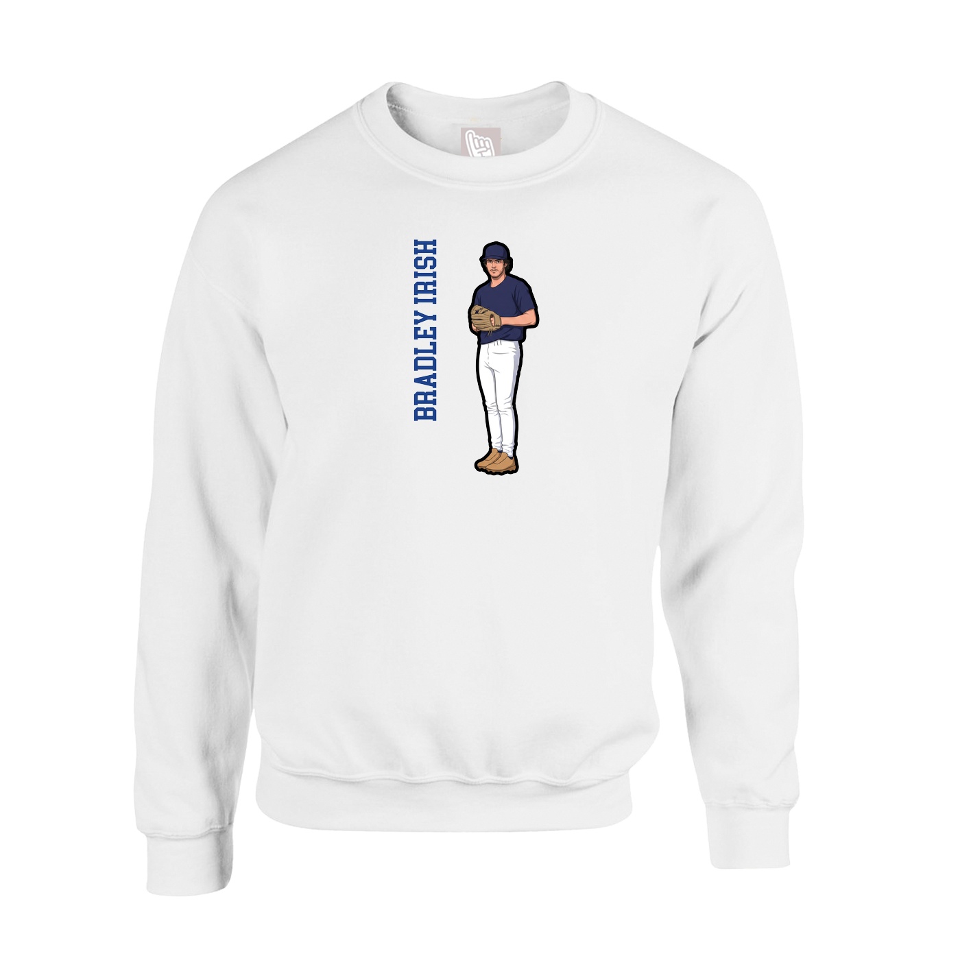 Fleece Crew — Name Vertical in White