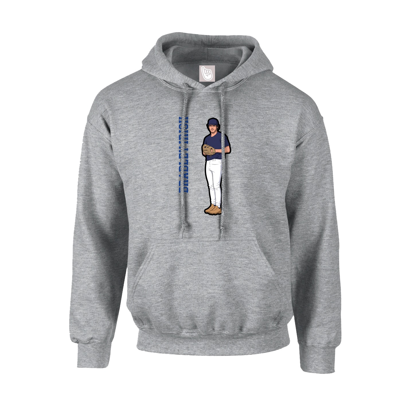 Youth Hoodie — Name Vertical in Grey