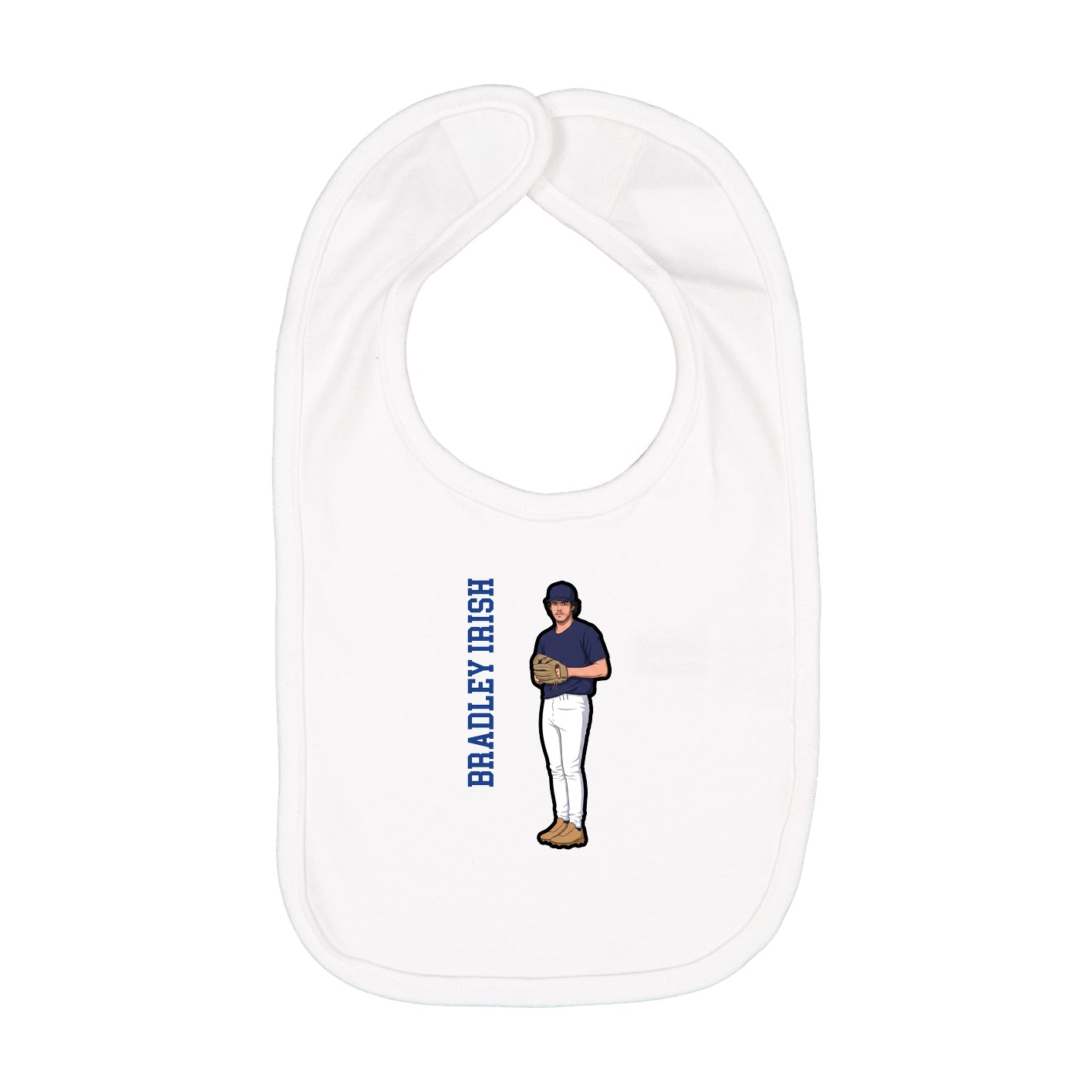 Infant Bib — Name Vertical in White