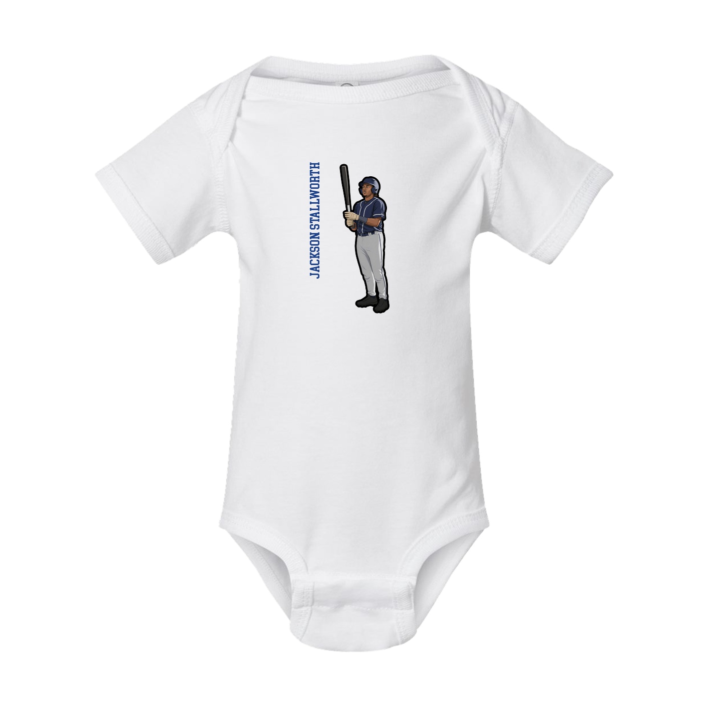 Baby Onesie — Name Vertical in White