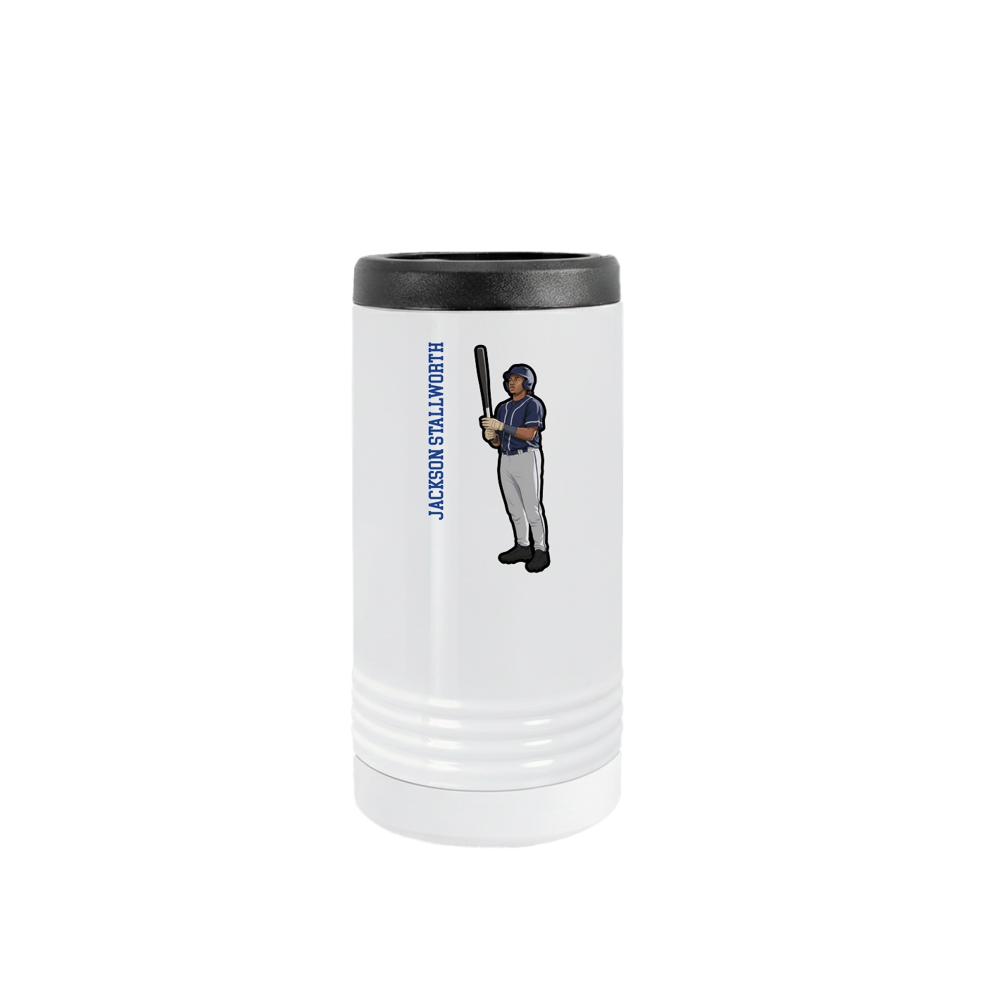 Slim Beverage Holder — Name Vertical in White