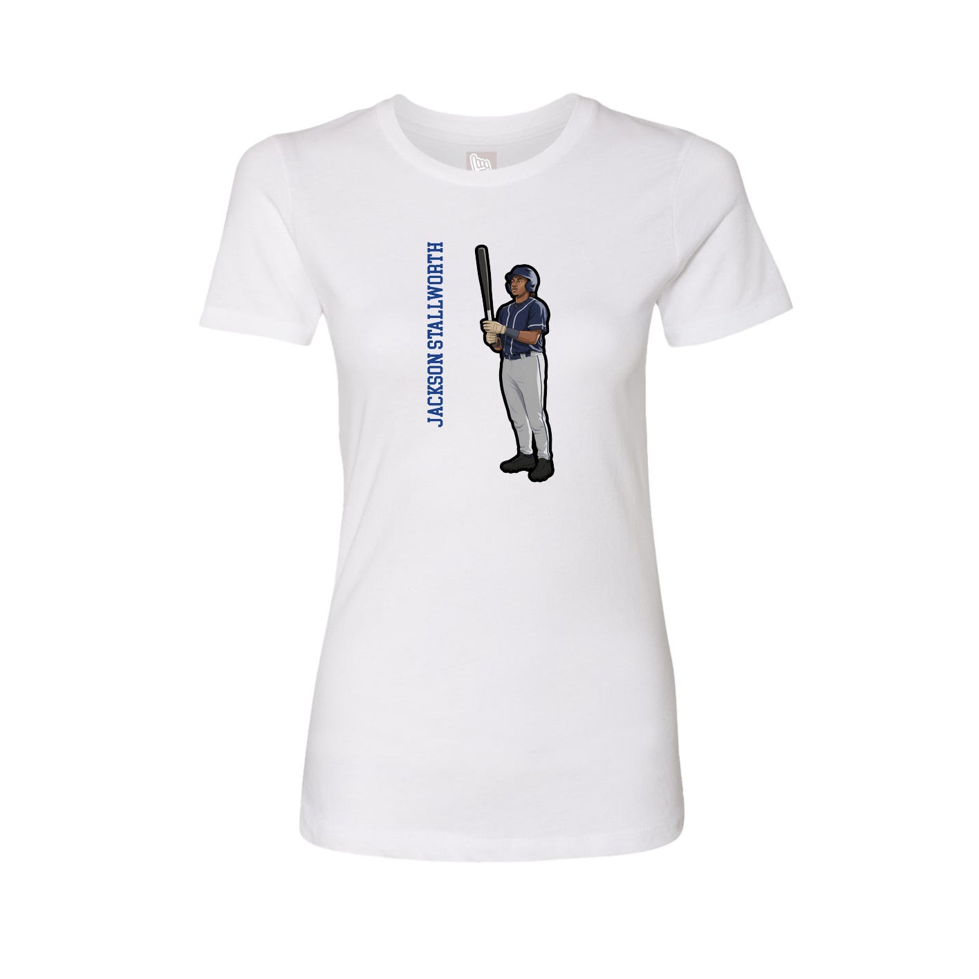 Fitted Women's Tee — Name Vertical in White
