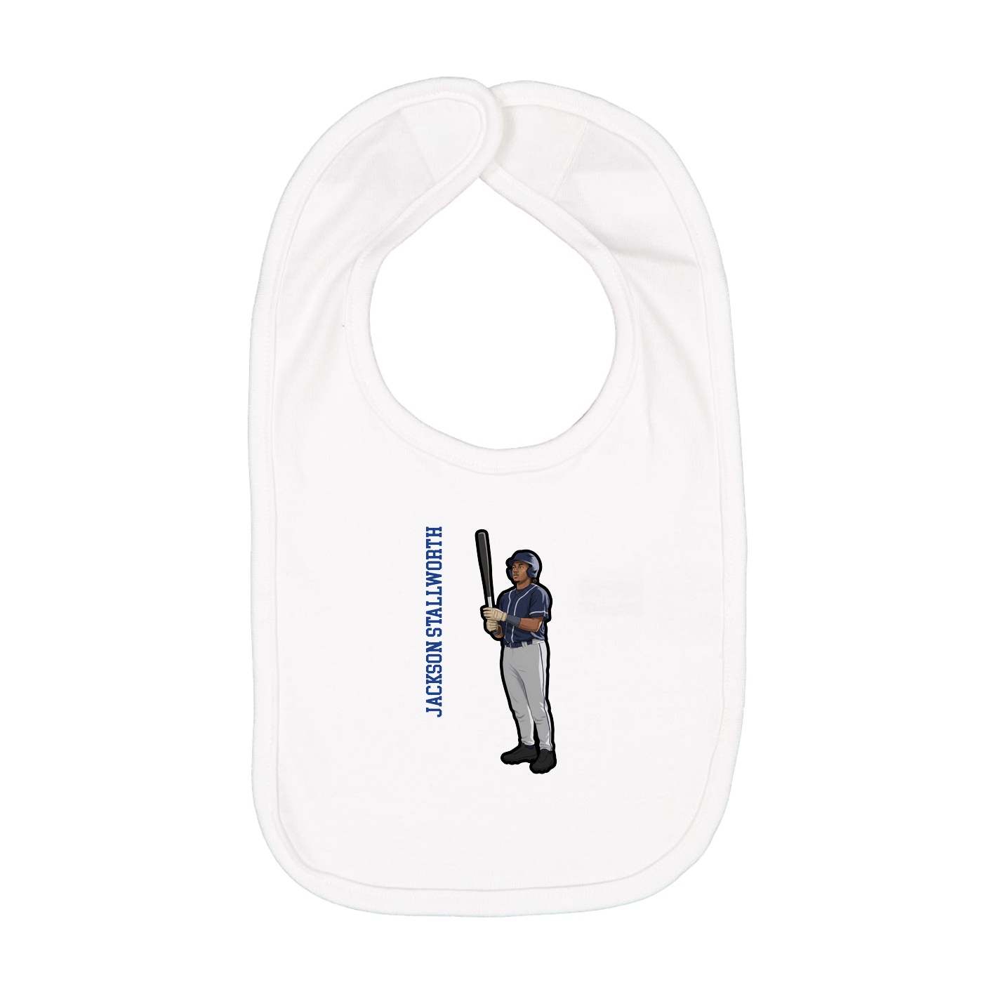 Infant Bib — Name Vertical in White