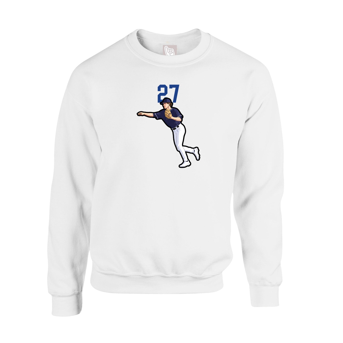 Fleece Crew — Number Top in White