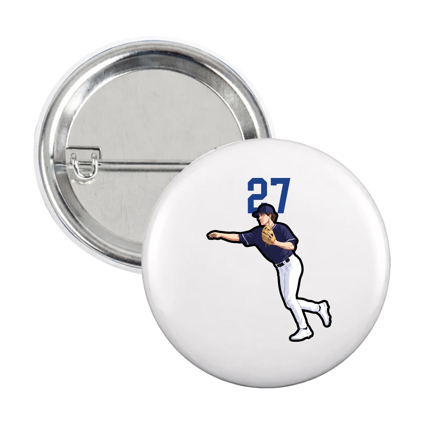 Game Day Button — Number Top in White