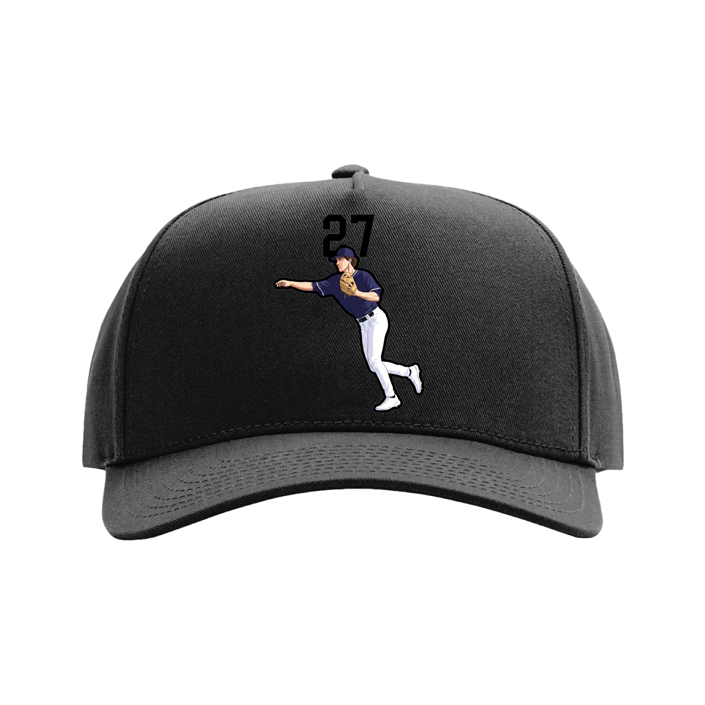 Full Fabric Five-Panel Champ Cap — Number Top in Black