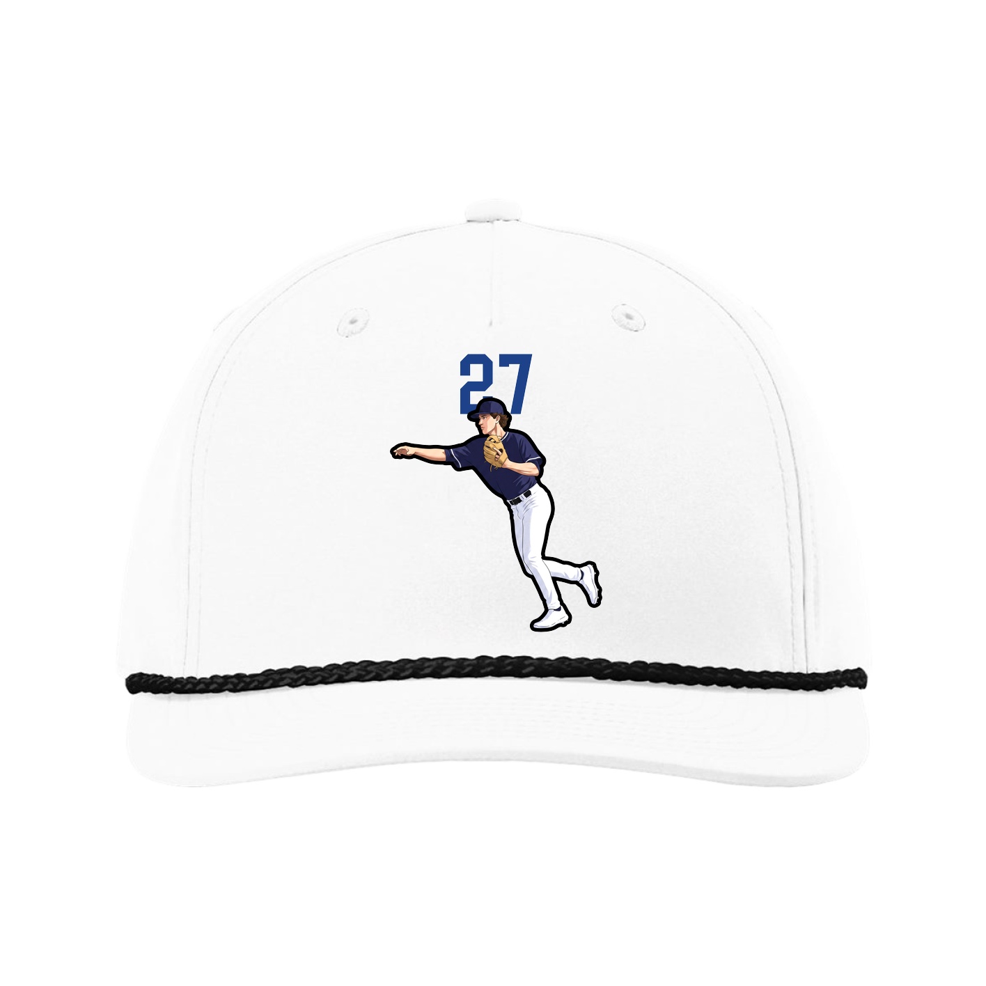 Five-Panel Classic Rope Cap — Number Top in White