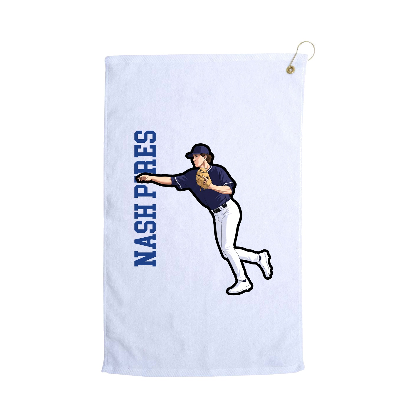 Golf Towel — Name Vertical in White