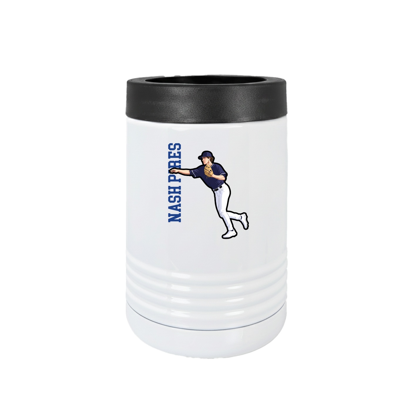 Beverage Holder — Name Vertical in White