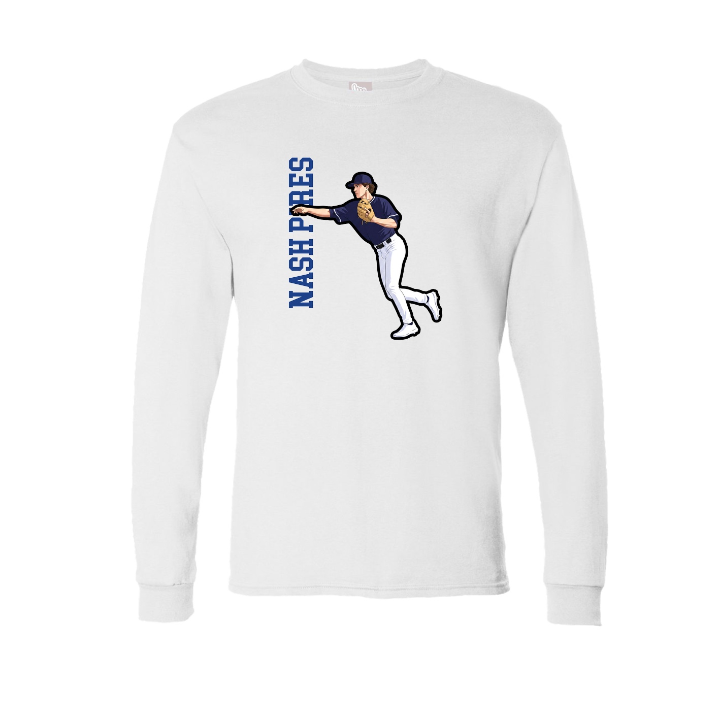Long Sleeve Tee — Name Vertical in White