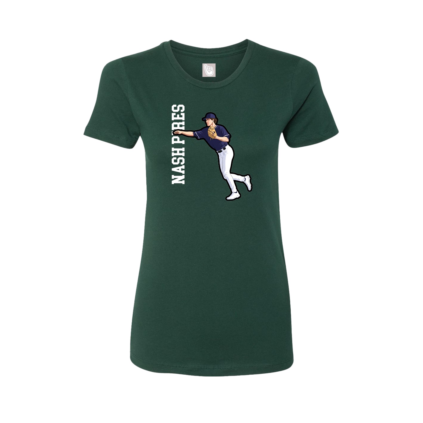 Fitted Women's Tee — Name Vertical in Green