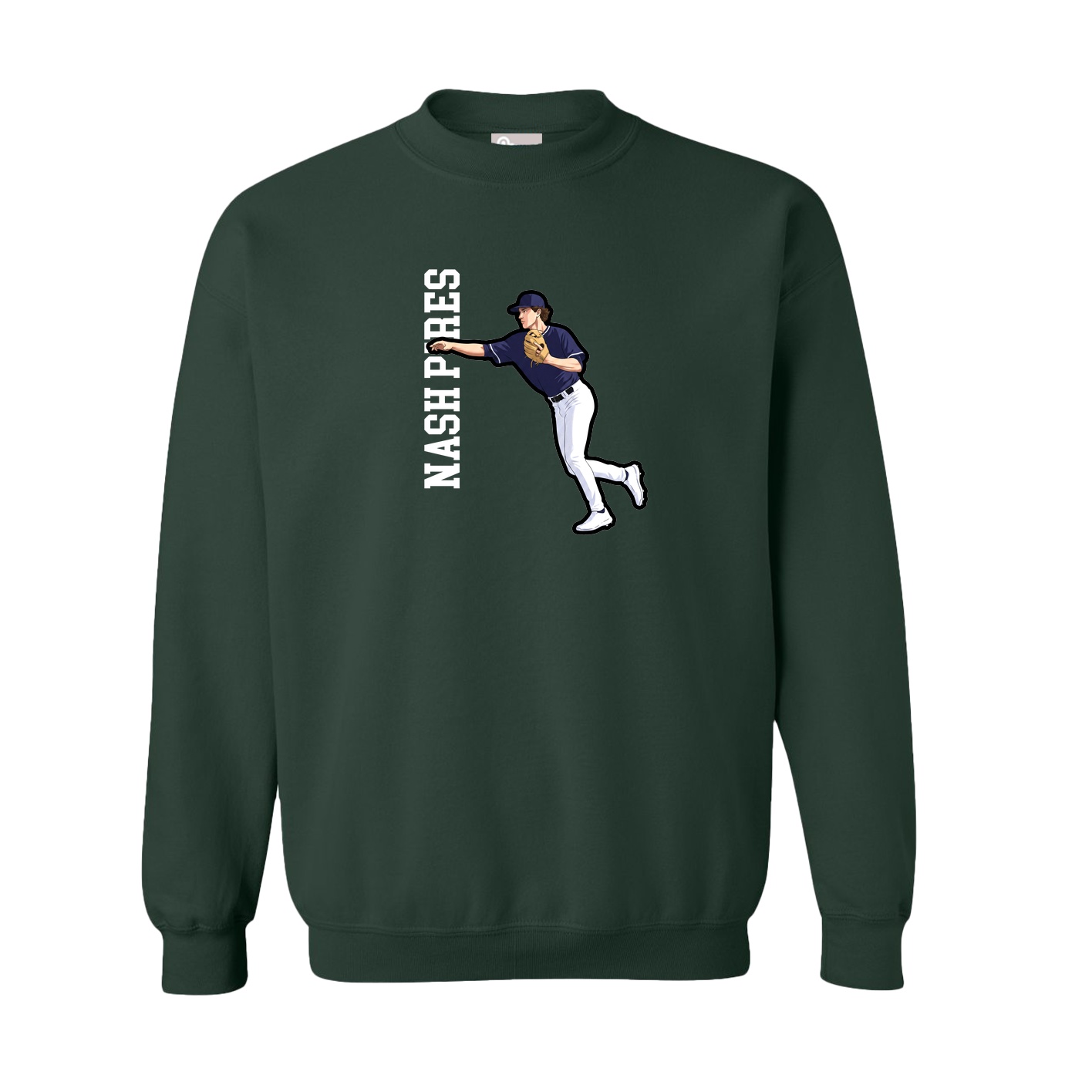 Fleece Crew — Name Vertical in Green