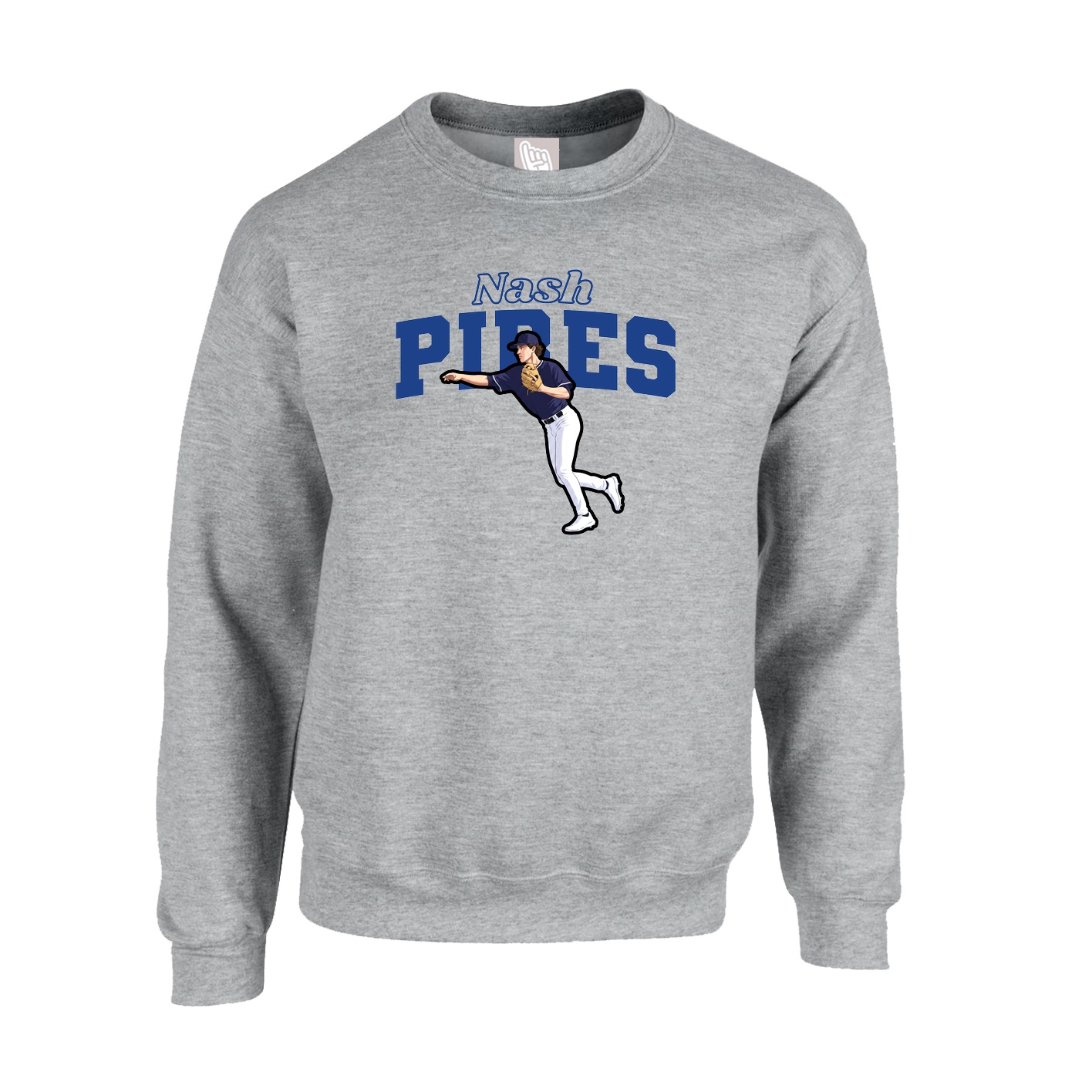Fleece Crew — Name Arch in Grey