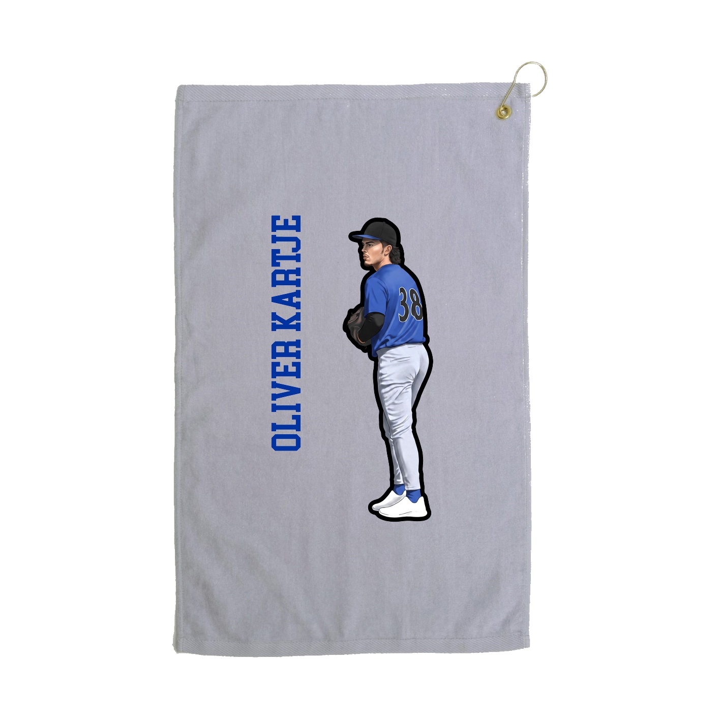 Golf Towel — Name Vertical in Grey