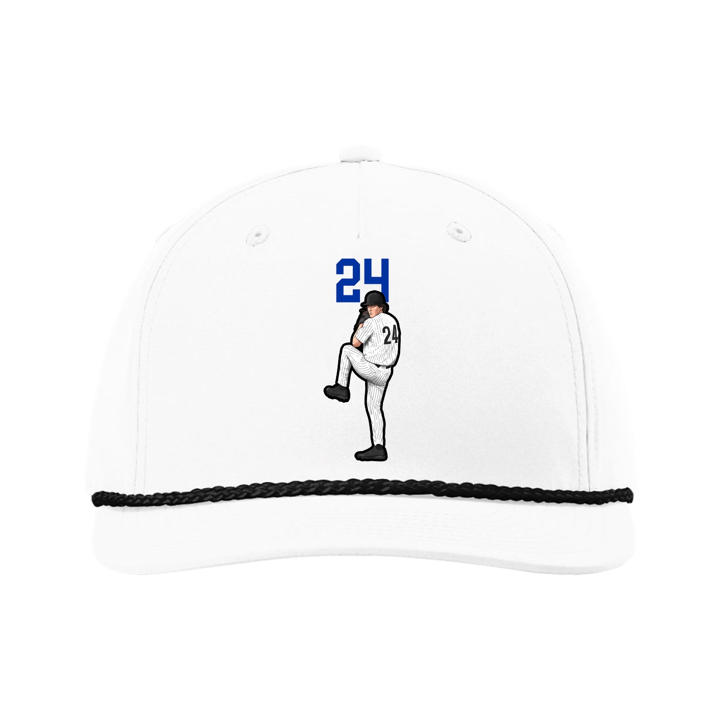 Five-Panel Classic Rope Cap — Number Top in White