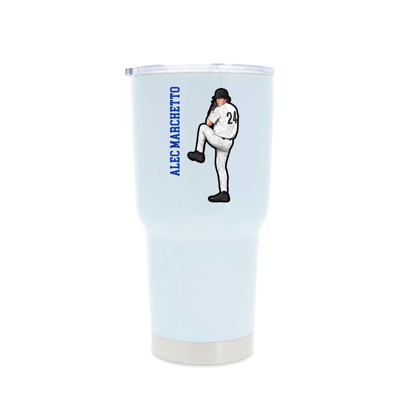 30oz Stainless Steel Tumbler — Name Vertical in White