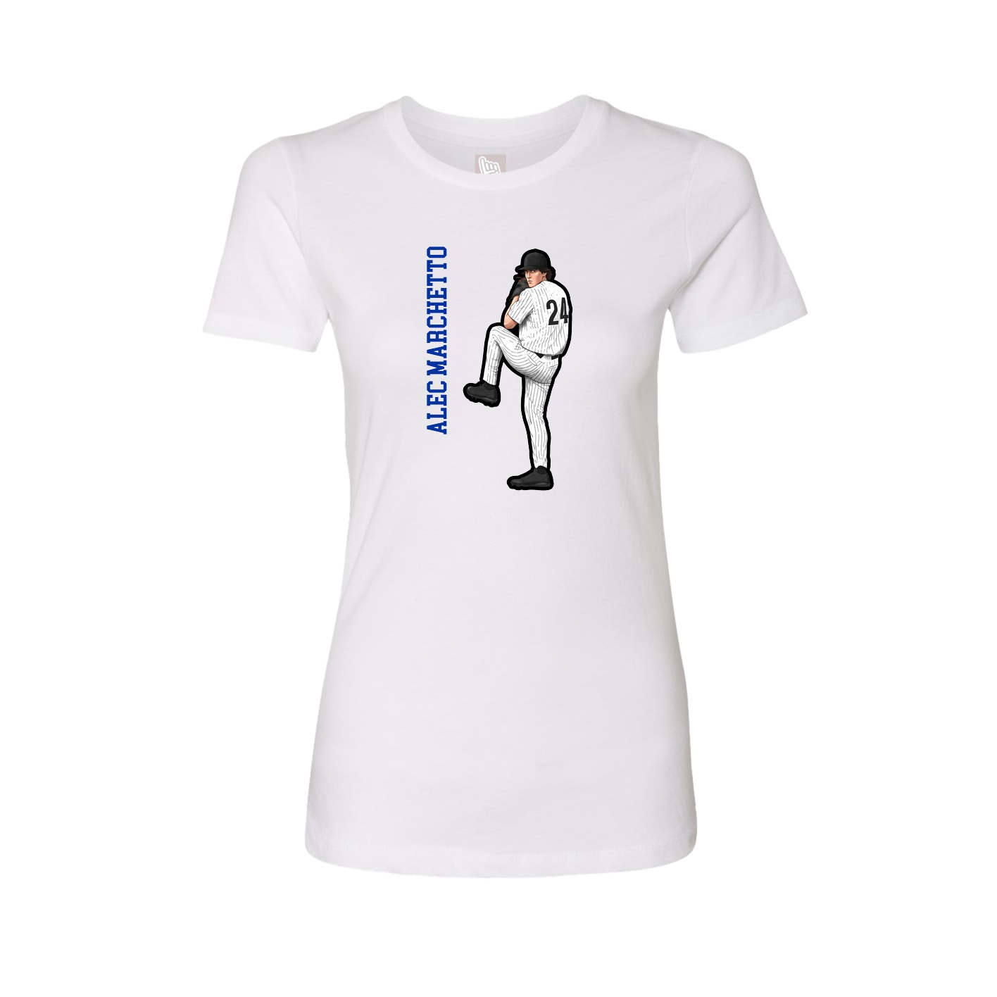 Fitted Women's Tee — Name Vertical in White