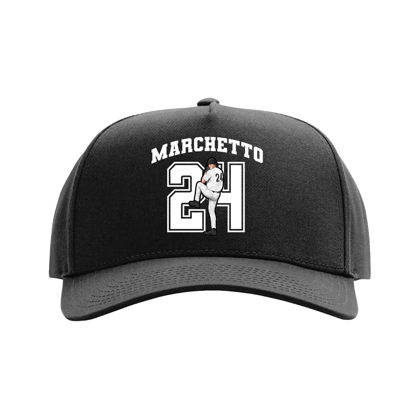 Full Fabric Five-Panel Champ Cap — Number in Black