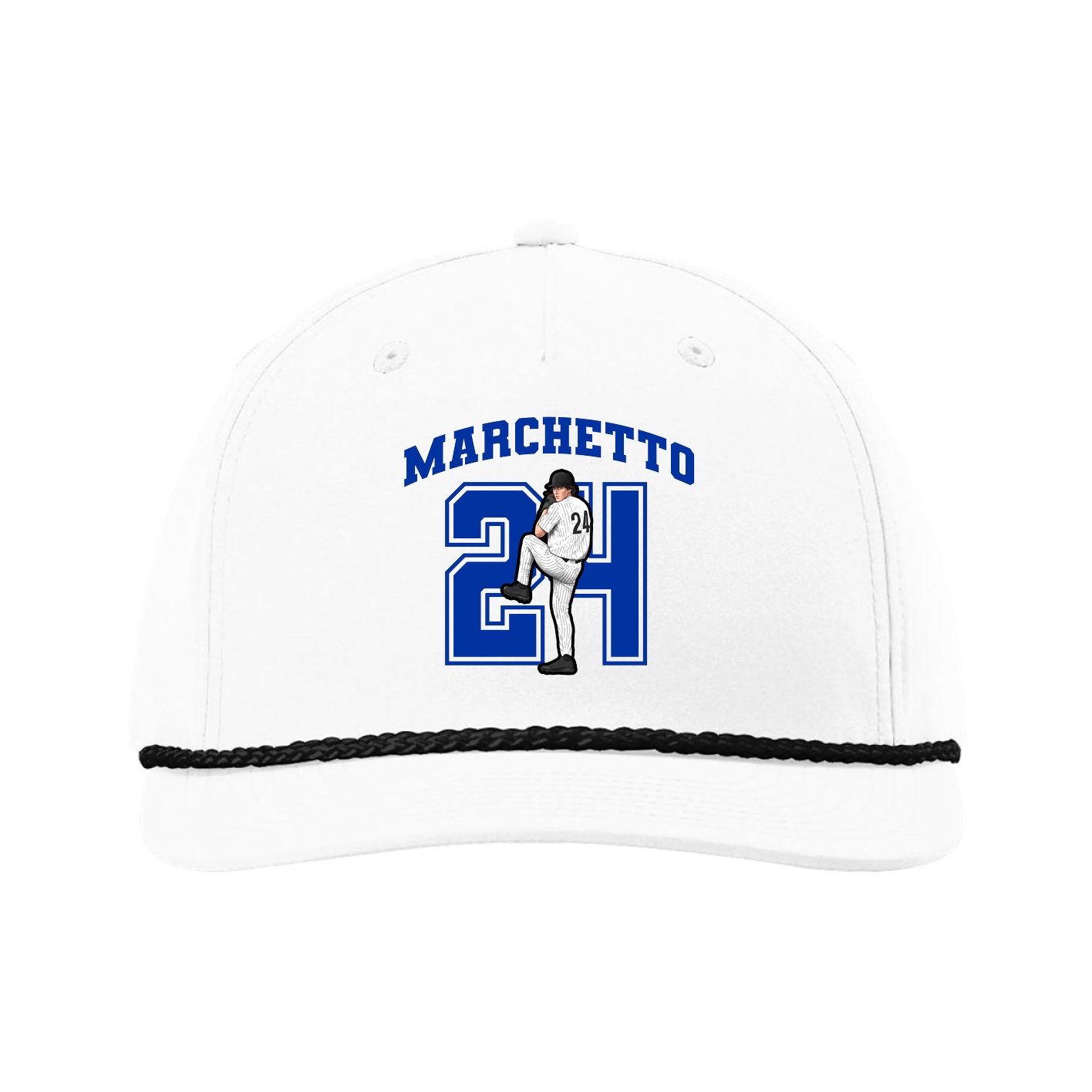 Five-Panel Classic Rope Cap — Number in White