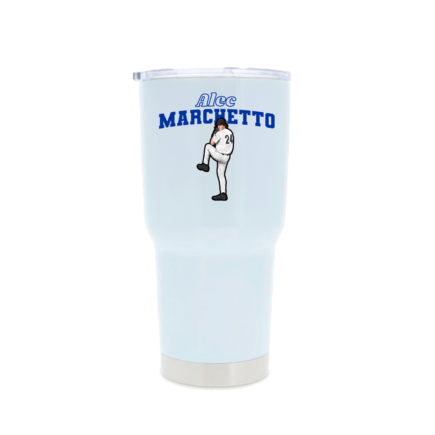 30oz Stainless Steel Tumbler — Name Arch in White