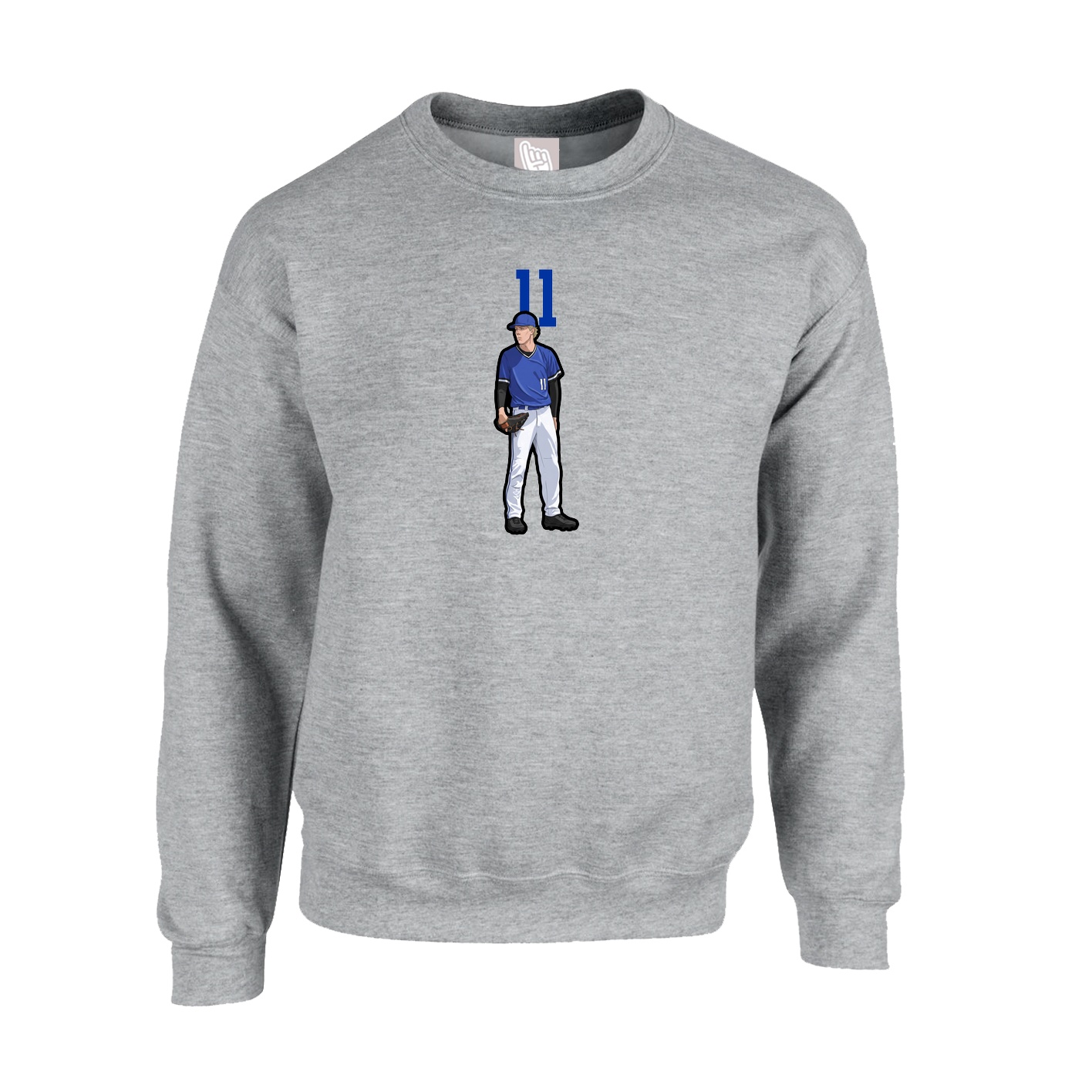Fleece Crew — Number Top in Grey
