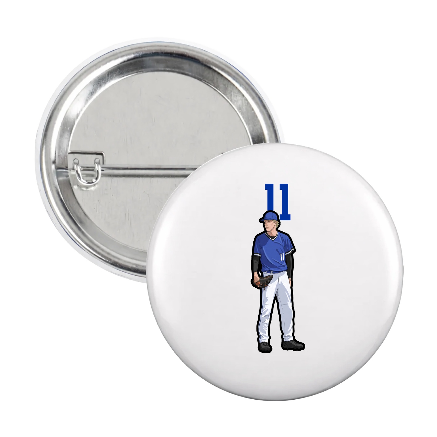 Game Day Button — Number Top in White