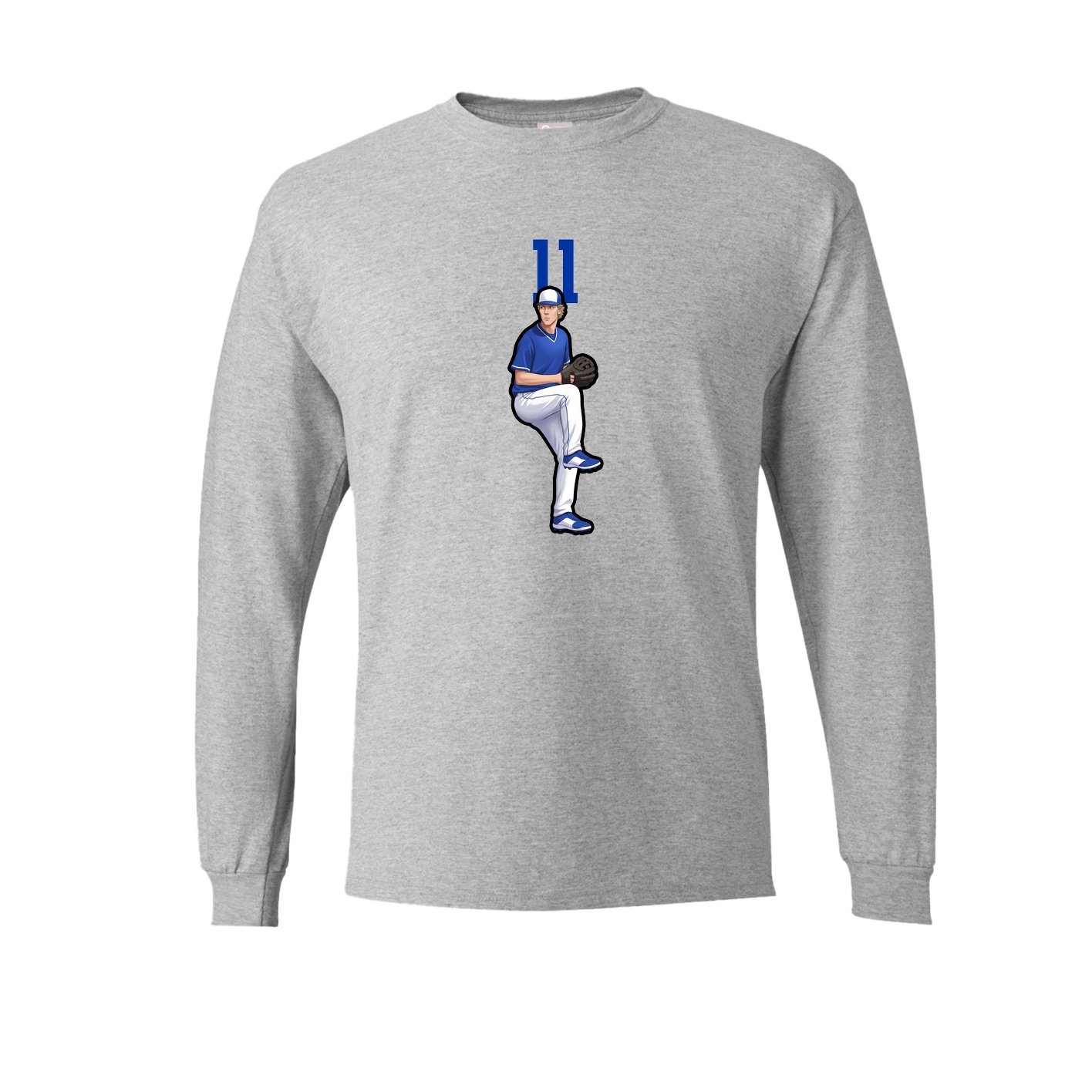 Long Sleeve Tee — Number Top in Grey