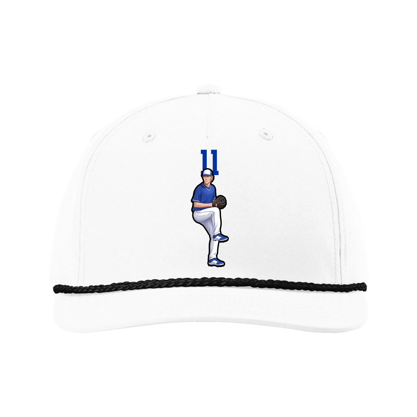 Five-Panel Classic Rope Cap — Number Top in White