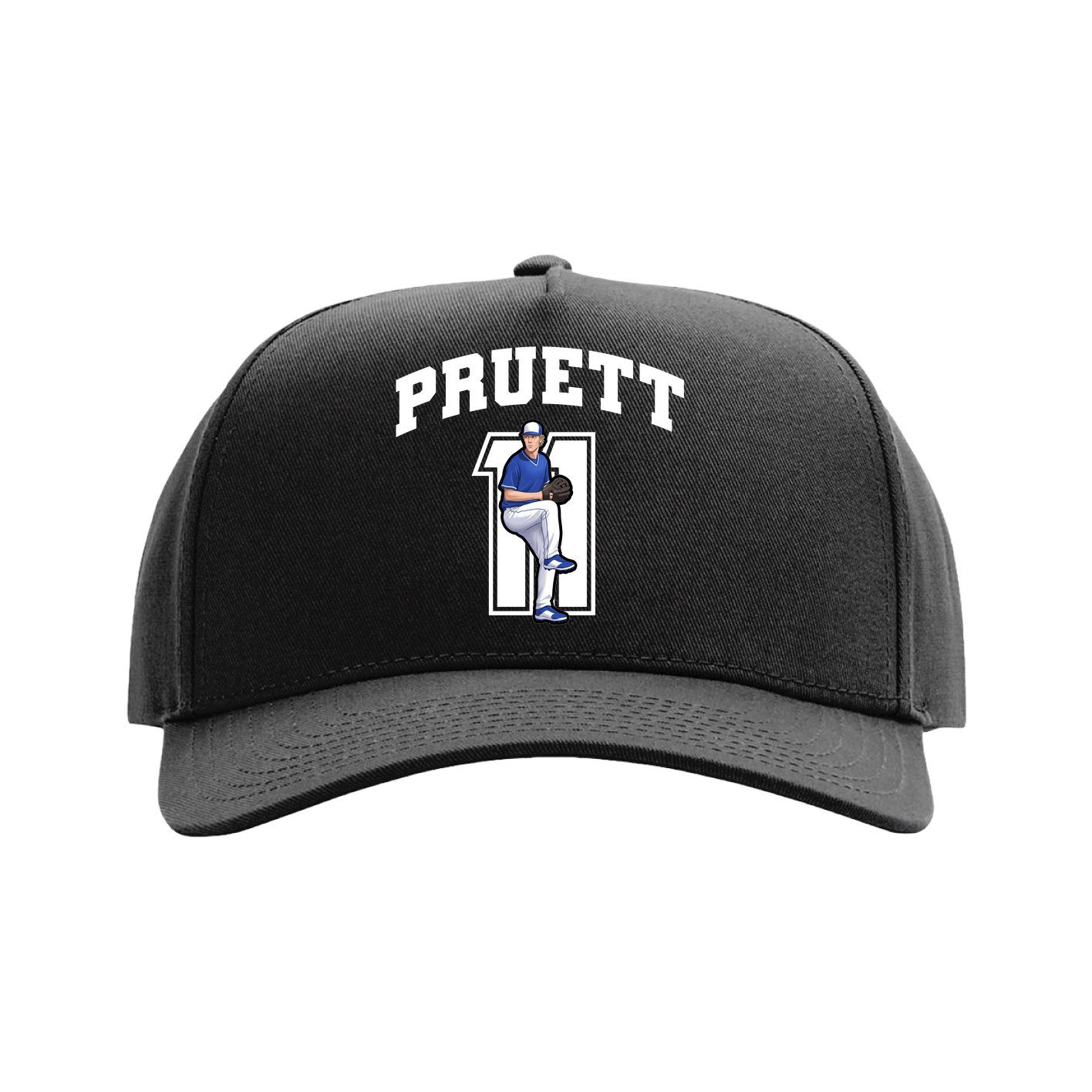 Full Fabric Five-Panel Champ Cap — Number in Black