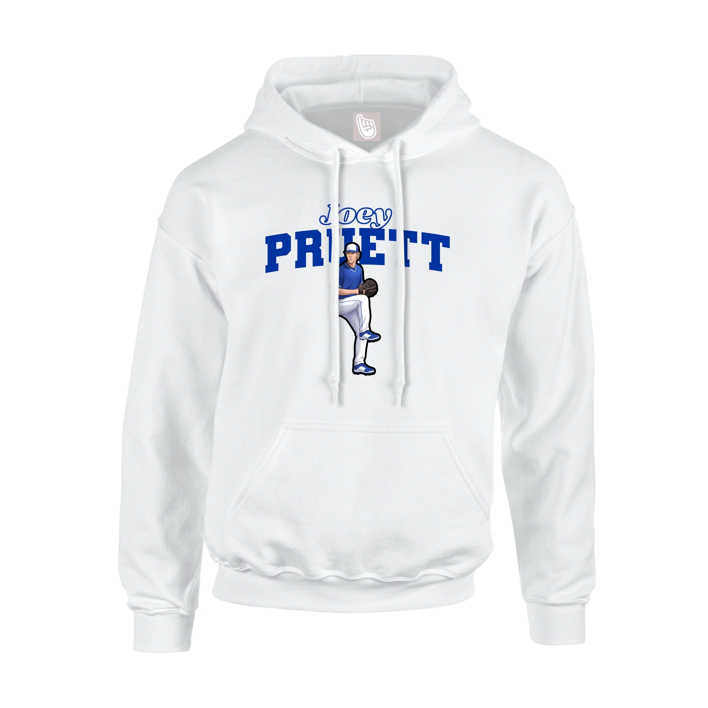 Youth Hoodie — Name Arch in White