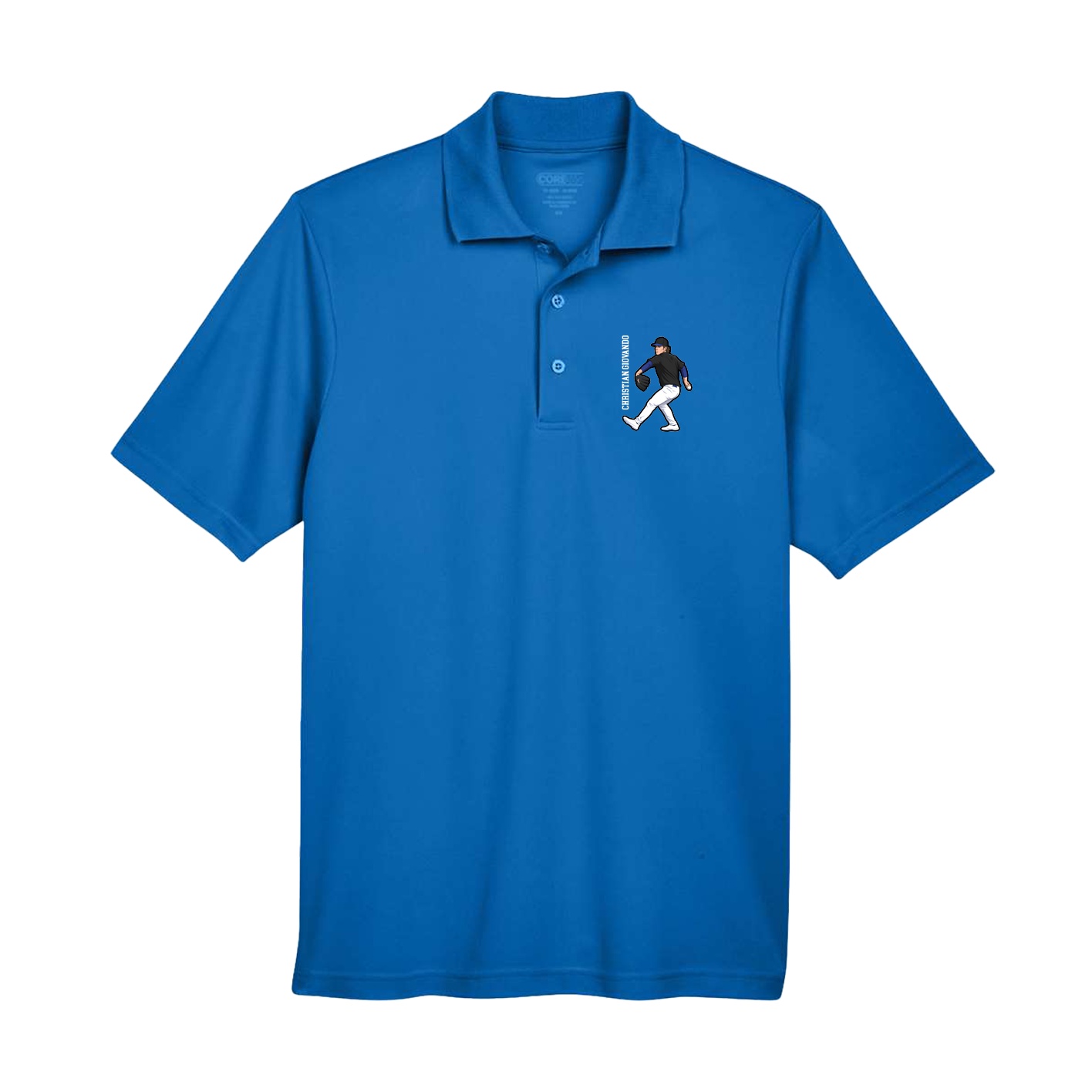 Performance Polo — Name Vertical in Royal