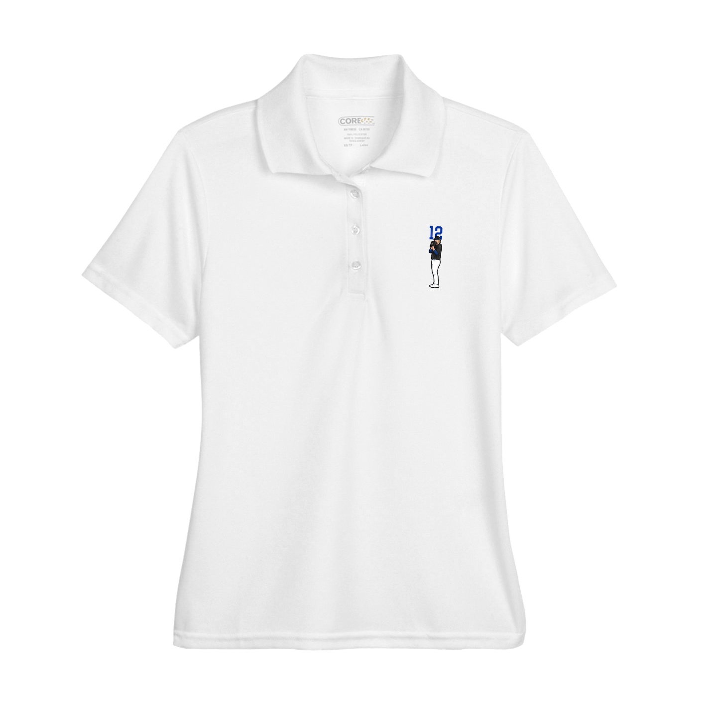 Womens Performance Polo — Number Top in White