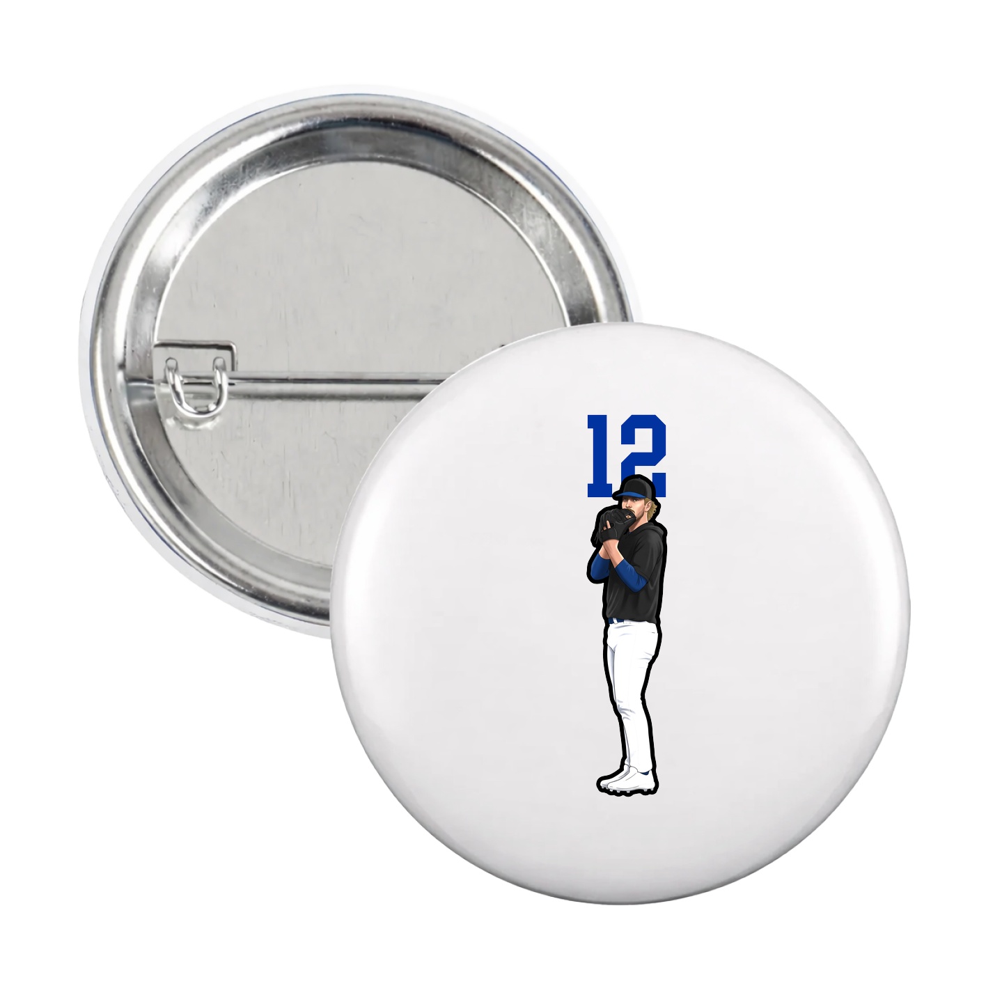 Game Day Button — Number Top in White