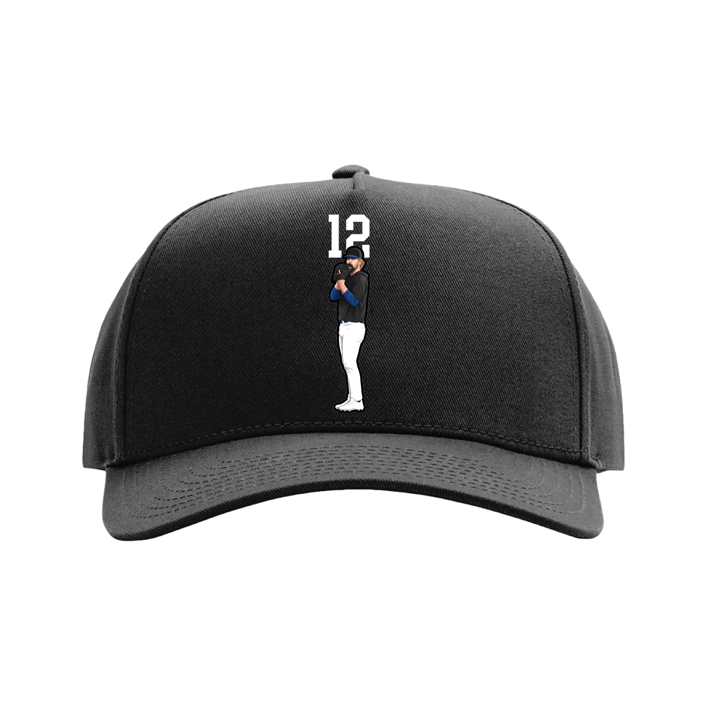 Full Fabric Five-Panel Champ Cap — Number Top in Black