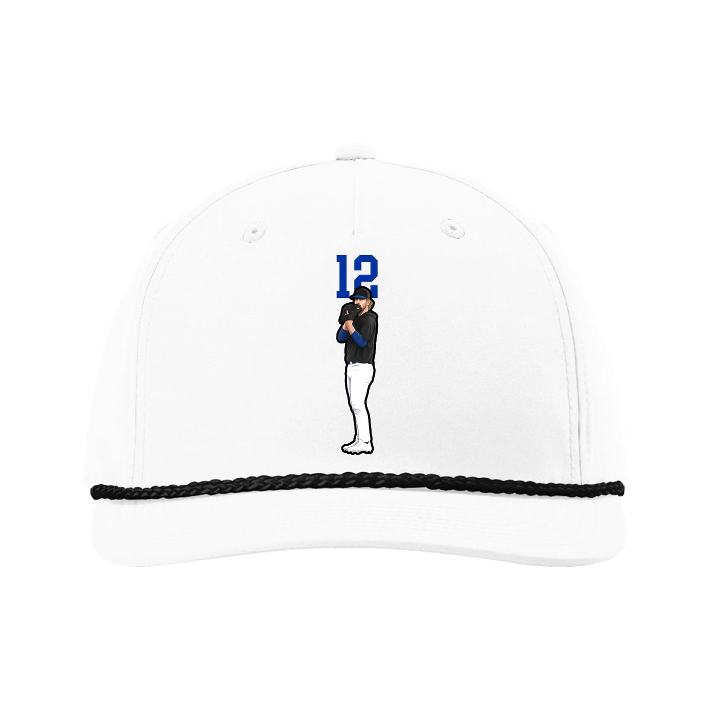 Five-Panel Classic Rope Cap — Number Top in White